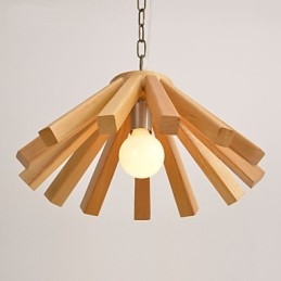 Lampada a sospensione in bambù e legno stile country retrò 3 luci E26/E27 45 cm