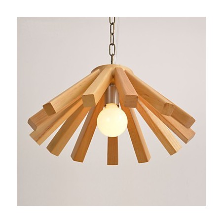 Lampada a sospensione in bambù e legno stile country retrò 3 luci E26/E27 45 cm