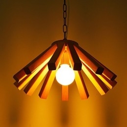 Lampada a sospensione in bambù e legno stile country retrò 3 luci E26/E27 45 cm