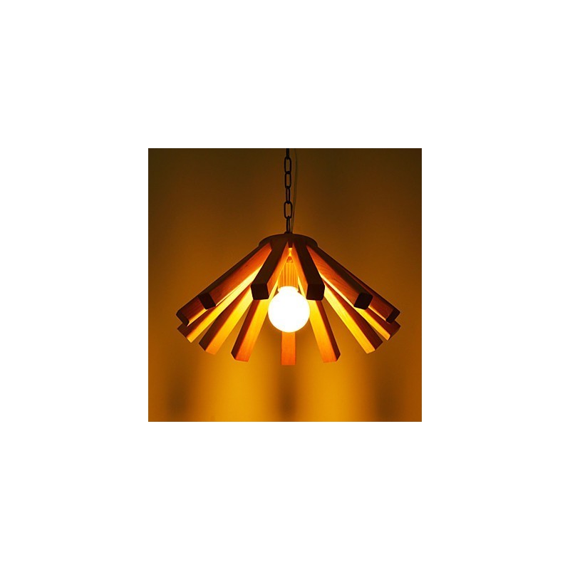 Lampada a sospensione in bambù e legno stile country retrò 3 luci E26/E27 45 cm