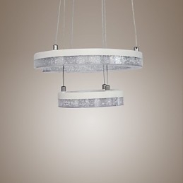 Lampada a sospensione a forma di C in cristallo, moderna, a due anelli, LED integrato