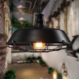 Lampada a sospensione country retrò in ferro battuto, 1 livello, 36 cm