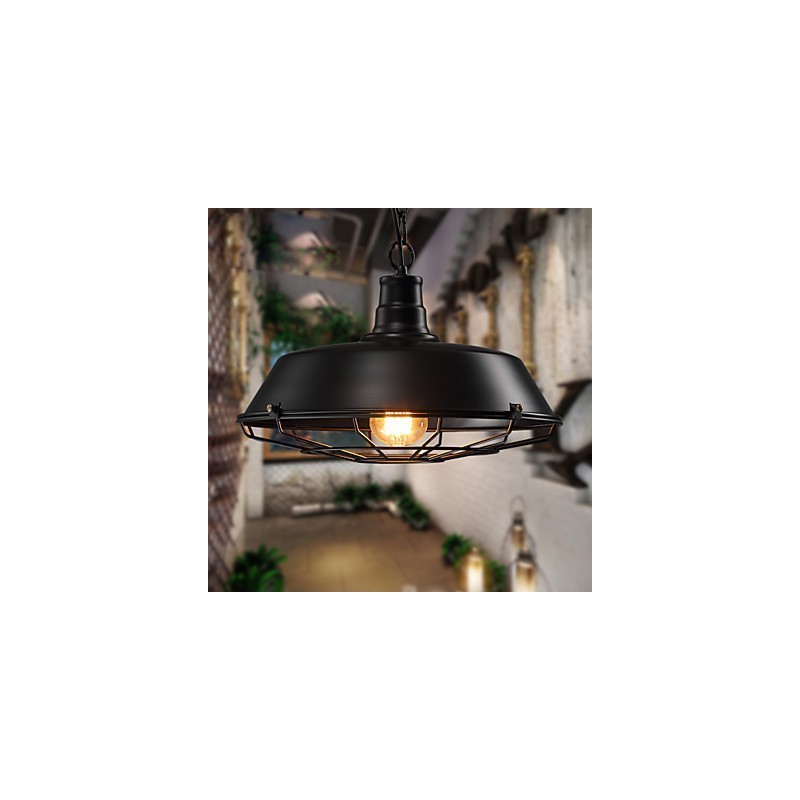 Lampada a sospensione country retrò in ferro battuto, 1 livello, 36 cm