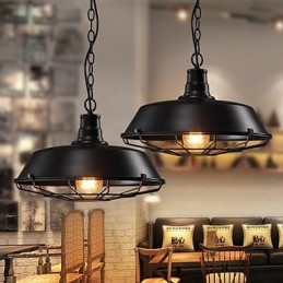 Lampada a sospensione country retrò in ferro battuto, 1 livello, 36 cm