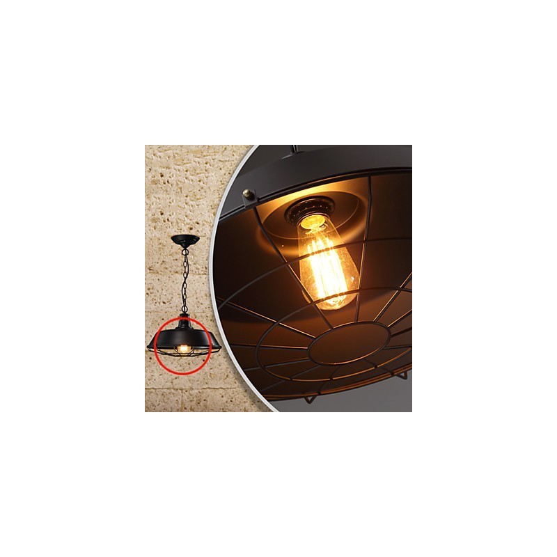 Lampada a sospensione country retrò in ferro battuto, 1 livello, 36 cm