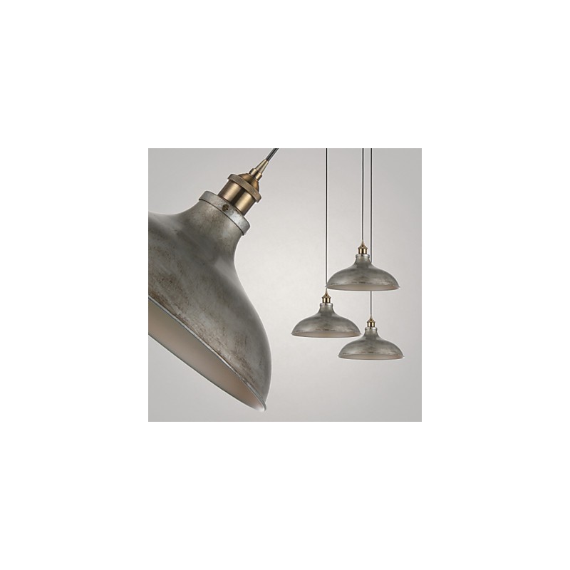 Lampada a sospensione vintage industriale in ferro e metallo, 1 luce, argento