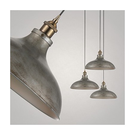 Lampada a sospensione vintage industriale in ferro e metallo, 1 luce, argento