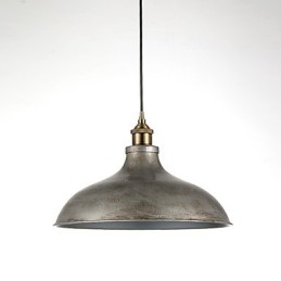 Lampada a sospensione vintage industriale in ferro e metallo, 1 luce, argento