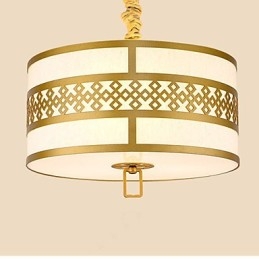 Lampada a sospensione stile cinese moderno, mini, dorata, paralume beige/bianco, E26/E27