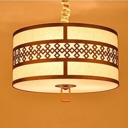 Lampada a sospensione stile cinese moderno, mini, dorata, paralume beige/bianco, E26/E27