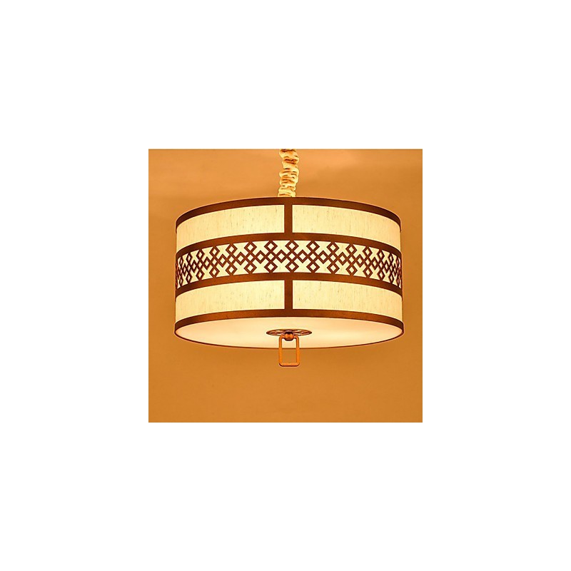 Lampada a sospensione stile cinese moderno, mini, dorata, paralume beige/bianco, E26/E27