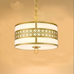 Lampada a sospensione stile cinese moderno, mini, dorata, paralume beige/bianco, E26/E27