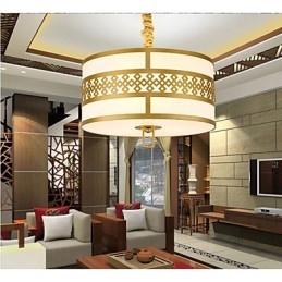 Lampada a sospensione stile cinese moderno, mini, dorata, paralume beige/bianco, E26/E27