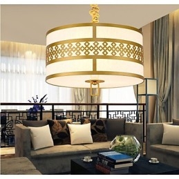 Lampada a sospensione stile cinese moderno, mini, dorata, paralume beige/bianco, E26/E27