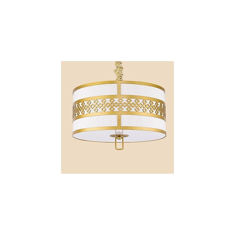 Lampada a sospensione stile cinese moderno, mini, dorata, paralume beige/bianco, E26/E27
