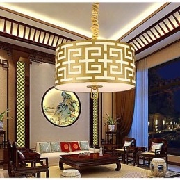 Lampada a sospensione stile cinese moderna semplice dorata 45 cm