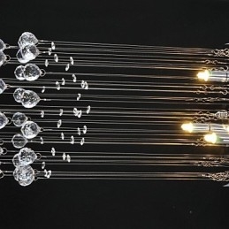 Lampadario tradizionale/classico in cristallo cromato da montaggio a filo