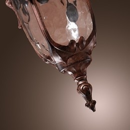 Lampada a sospensione lanterna vintage 1 luce finitura bronzo, paralume in vetro marrone