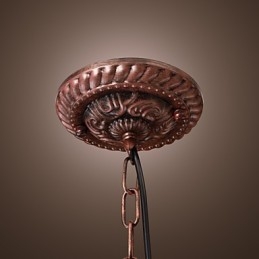 Lampada a sospensione lanterna vintage 1 luce finitura bronzo, paralume in vetro marrone