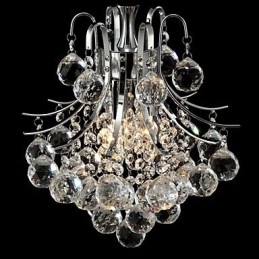 Lampadario a sospensione moderno in cristallo trasparente cromato