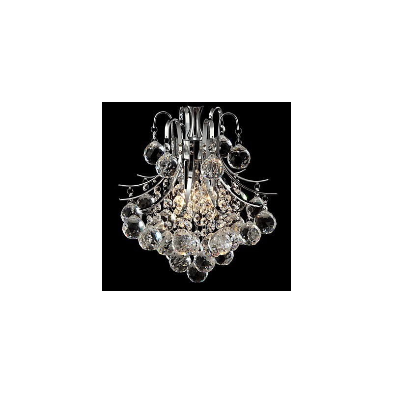 Lampadario a sospensione moderno in cristallo trasparente cromato