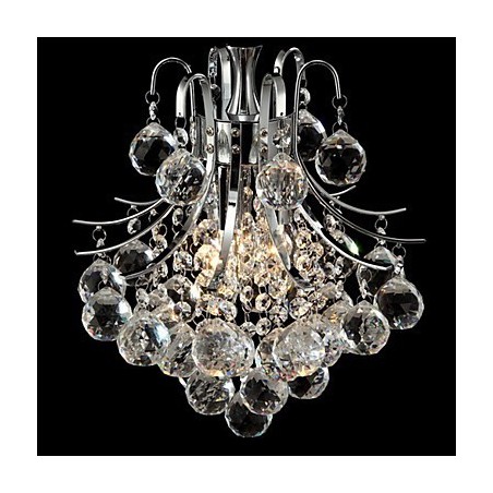Lampadario a sospensione moderno in cristallo trasparente cromato