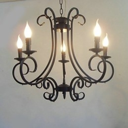 Lampadario classico tradizionale in metallo dipinto stile candela