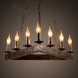 Lampada a sospensione retrò in metallo, 10 luci E12/E14, regolabile, 590 mm