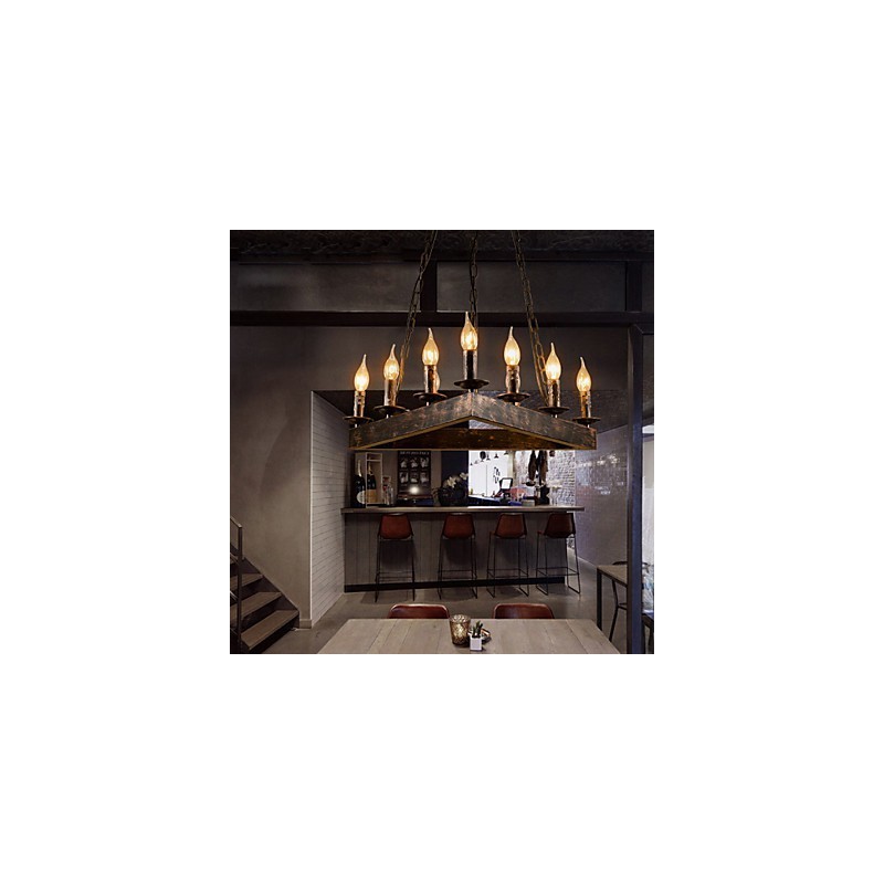 Lampada a sospensione retrò in metallo, 10 luci E12/E14, regolabile, 590 mm
