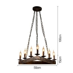 Lampada a sospensione retrò in metallo, 10 luci E12/E14, regolabile, 590 mm