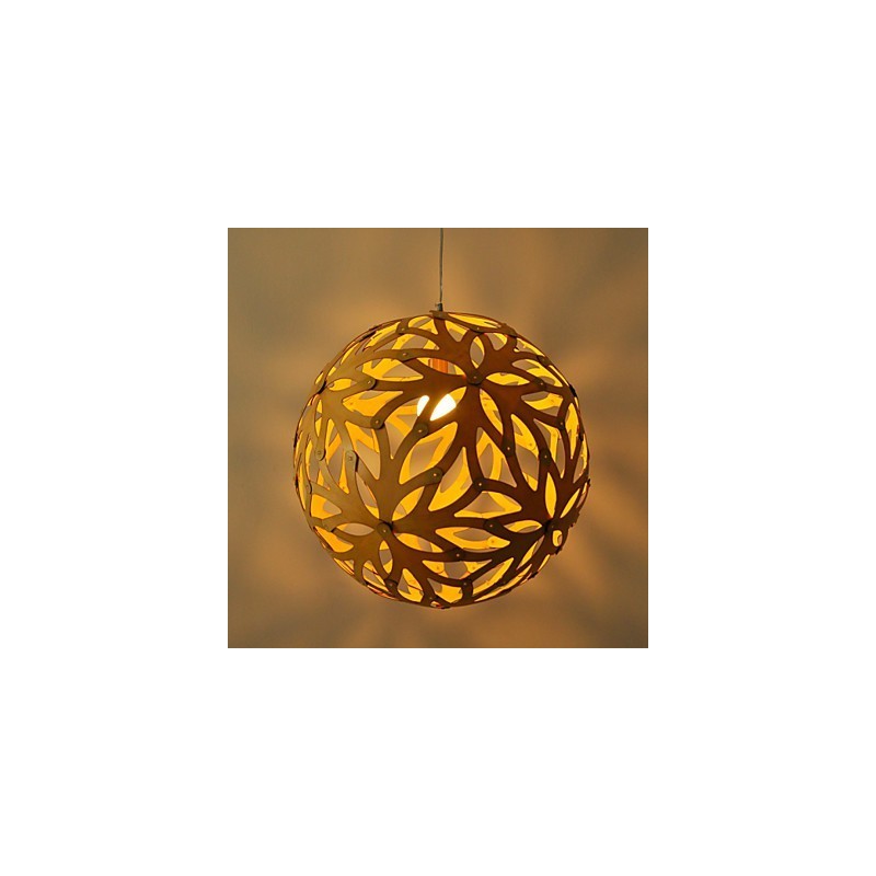 Lampada a sospensione in bambù e legno stile country retrò 3 lampadine E26/E27 40 cm