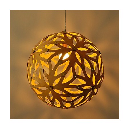 Lampada a sospensione in bambù e legno stile country retrò 3 lampadine E26/E27 40 cm