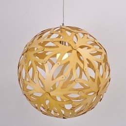 Lampada a sospensione in bambù e legno stile country retrò 3 lampadine E26/E27 40 cm