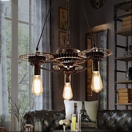 Lampadario industriale vintage Wind Gear in metallo grigio