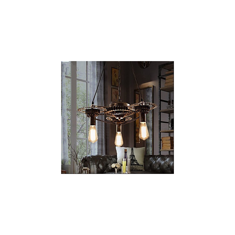 Lampadario industriale vintage Wind Gear in metallo grigio