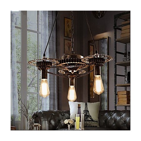 Lampadario industriale vintage Wind Gear in metallo grigio