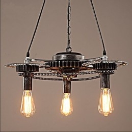 Lampadario industriale vintage Wind Gear in metallo grigio