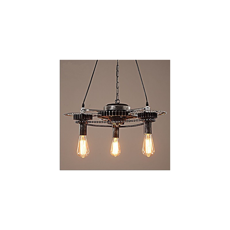 Lampadario industriale vintage Wind Gear in metallo grigio