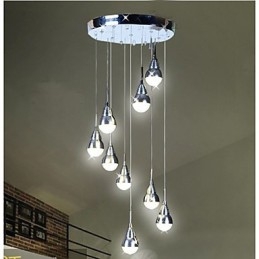 Lampada a sospensione LED a 9 teste per scale argento