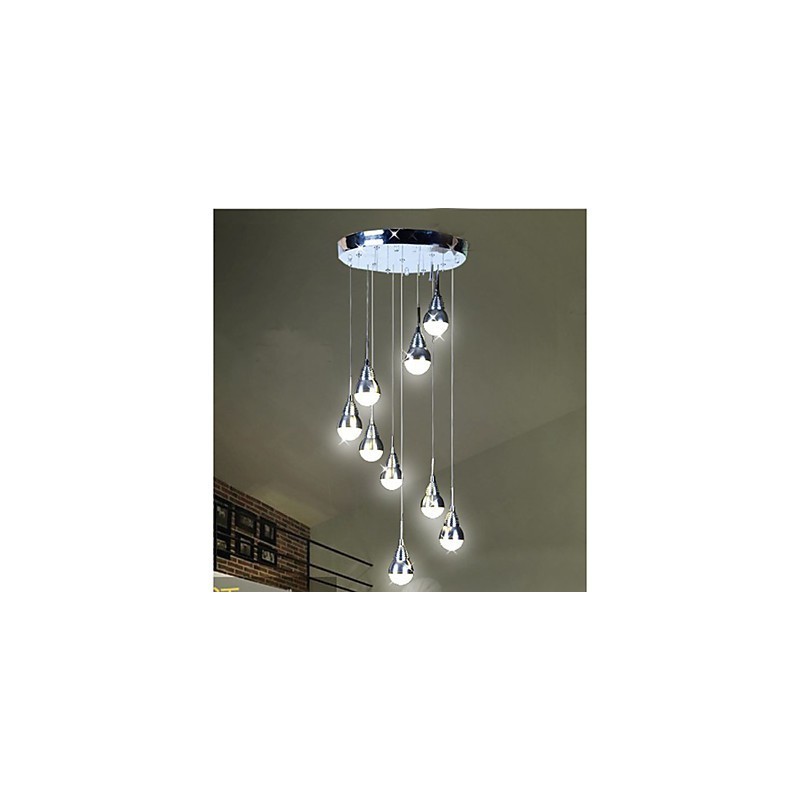 Lampada a sospensione LED a 9 teste per scale argento