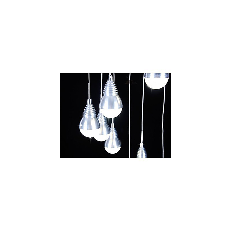 Lampada a sospensione LED a 9 teste per scale argento