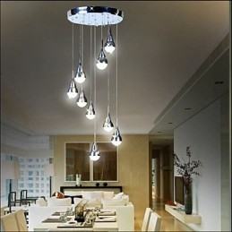 Lampada a sospensione LED a 9 teste per scale argento