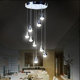 Lampada a sospensione LED a 9 teste per scale argento