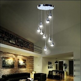 Lampada a sospensione LED a 9 teste per scale argento