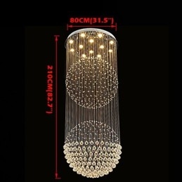 Lampadario moderno in cristallo trasparente con 12 luci, baldacchino argento