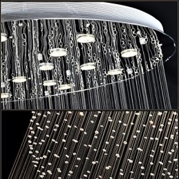 Lampadario moderno in cristallo trasparente con 12 luci, baldacchino argento