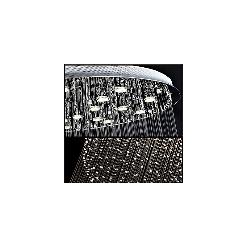 Lampadario moderno in cristallo trasparente con 12 luci, baldacchino argento