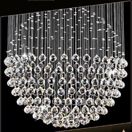 Lampadario moderno in cristallo trasparente con 12 luci, baldacchino argento