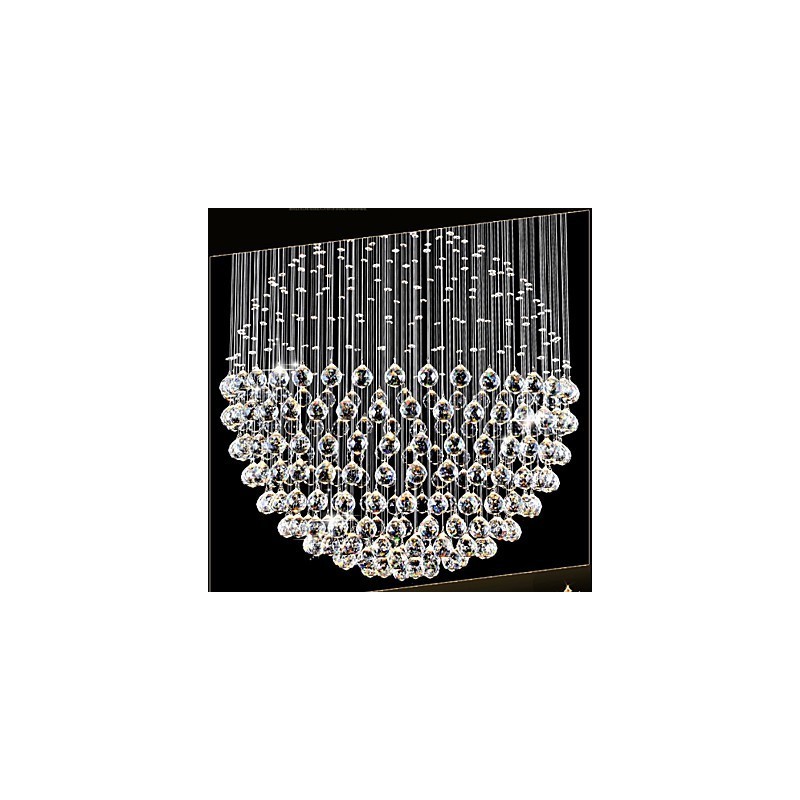 Lampadario moderno in cristallo trasparente con 12 luci, baldacchino argento