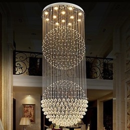 Lampadario moderno in cristallo trasparente con 12 luci, baldacchino argento